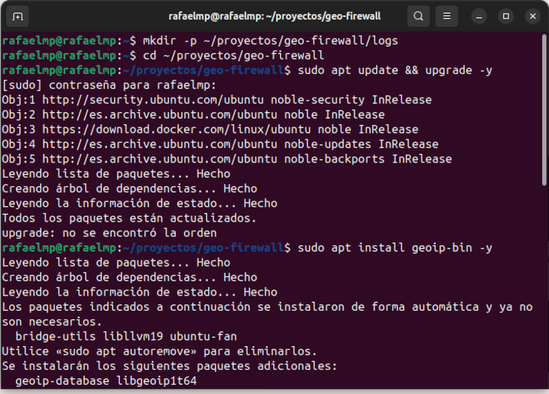 Estado inicial sin reglas de firewall