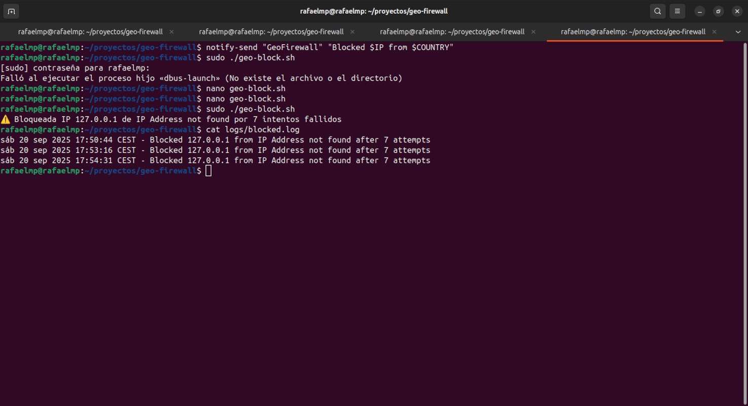 Bloqueo de IPs y log generado